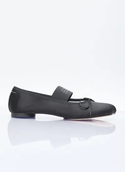 Mm6 Maison Margiela Atomic Satin Ballerina Shoes In Black