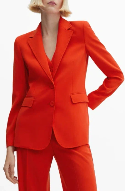 Mango Straight-fit Suit Jacket Coral Red