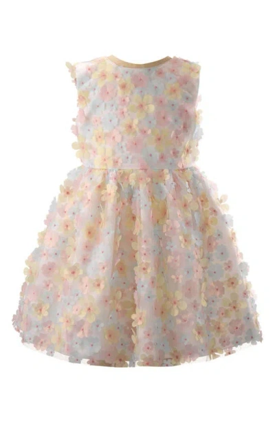 Rachel Riley Kids' Flutter Flower Fit & Flare Dress In Pink Multi
