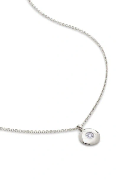 Monica Vinader Sterling Silver April Birthstone Necklace Adjustable 41-46cm/16-18' Lab Grown Diamond