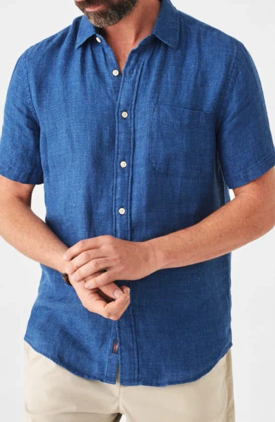 Faherty Short-sleeve Linen Laguna Shirt In Blue