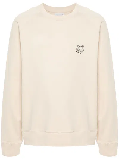 Maison Kitsuné Sweatshirt With Application In Nude & Neutrals