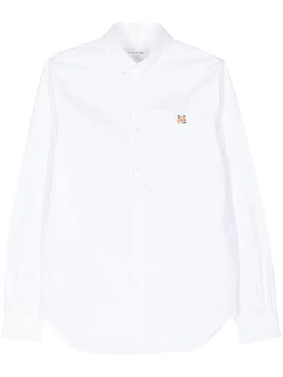 Maison Kitsuné Shirt With Fox Head Embroidery In White