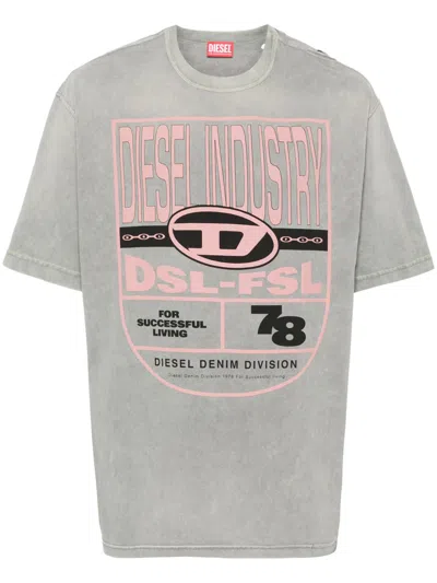 Diesel Logo-print Cotton T-shirt In Grey