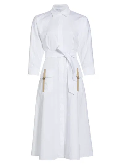 Max Mara Sibari Midi Dress With Belt In White