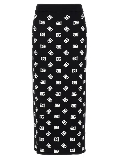 Dolce & Gabbana Black Dg Logo Knitted Skirt