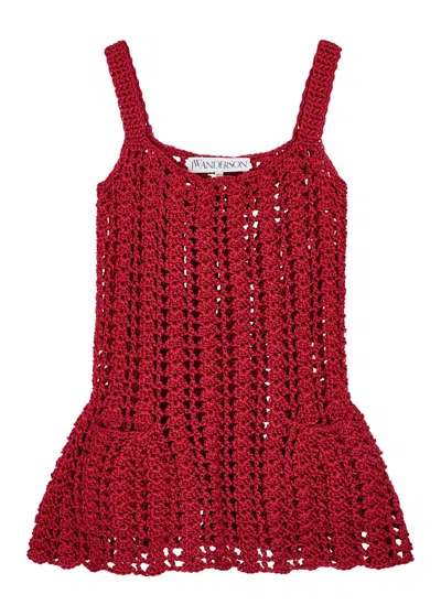 Jw Anderson Crochet Mini Dress In Red