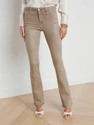 L Agence Selma Sleek Baby Bootcut Jeans Rye Coated In Beige