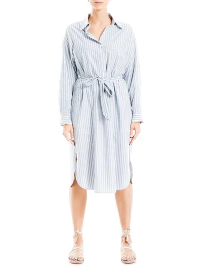 Max Studio Womens Striped Knee-length Shirtdress In Grey