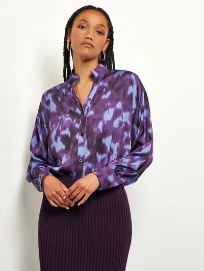 Misook Button Front Blouse In Purple