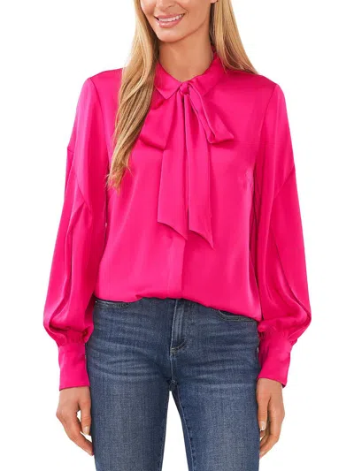 Cece Womens Banded Collared Button-down Top In Pink