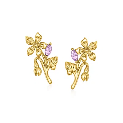 Rs Pure By Ross-simons Amethyst Violet Flower Earrings In 14kt Yellow Gold In Pink