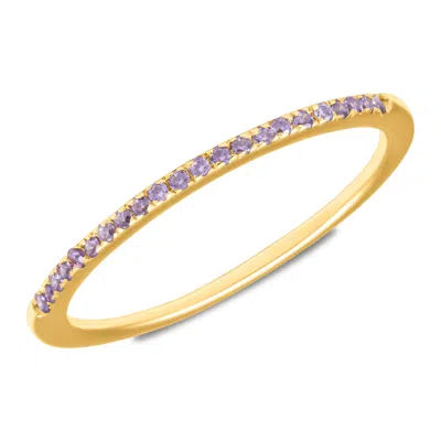 Max + Stone 14k Gold Vermeil Birthstone 1mm Cubic Zirconia Ring In Purple