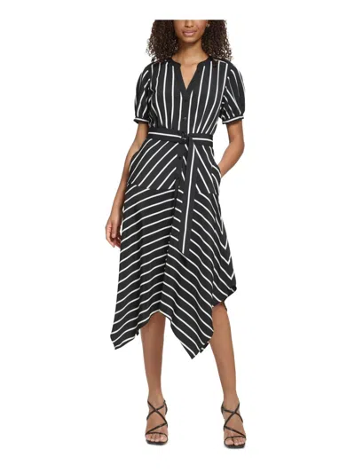 Karl Lagerfeld Womens Crepe Striped Shirtdress In Multi