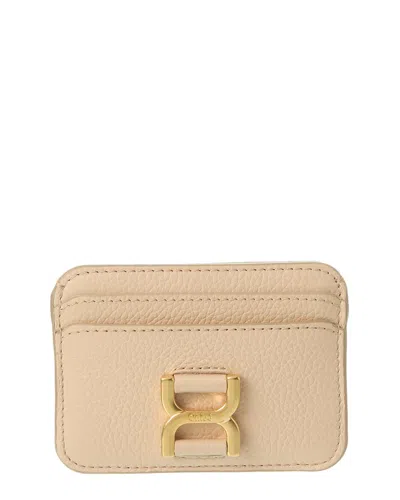 Chloé Marcie Leather Card Case In Beige