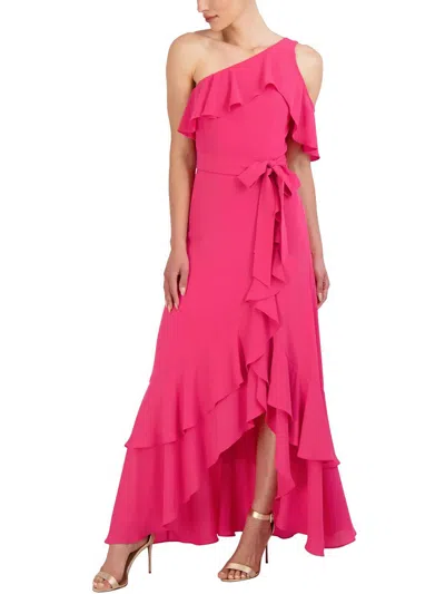 Bcbgmaxazria Womens One Shoulder Ruffled Evening Dress In Pink