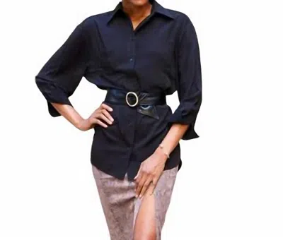 Glam Business In The Front Shirt In Black In Blue