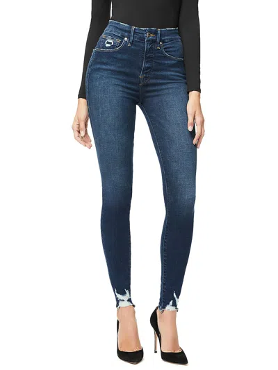 Good American Good Waist Womens Mid Rise Medium Blue Skinny Jeans