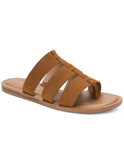Sun + Stone Oliaa Womens Faux Suede Toe-post Slide Sandals In Brown