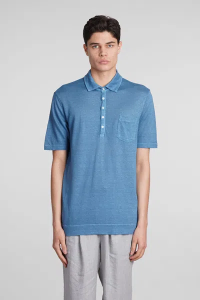 Massimo Alba Textured-finish Linen Polo Shirt In Blue