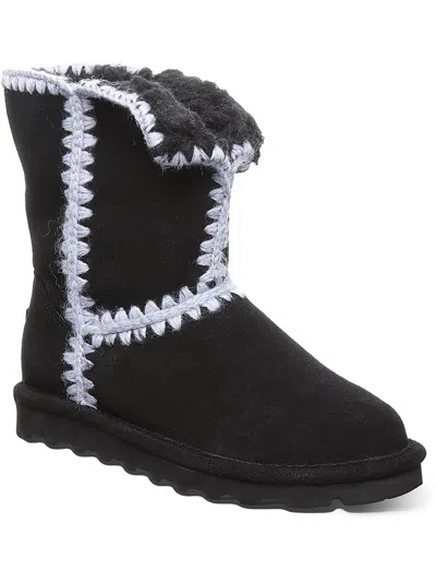 Bearpaw Penelope Womens Sheepskin Cold Weather Shearling Boots In Black