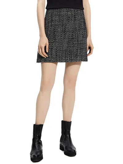 Theory Womens Mini Textured A-line Skirt In Grey