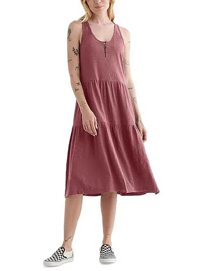 Lucky Brand Womens Tiered Sleeveless Midi Dress In Pink