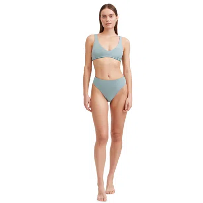 Au Naturel By Gottex Solid Reversible V-neck Bikini Swim Top In Green
