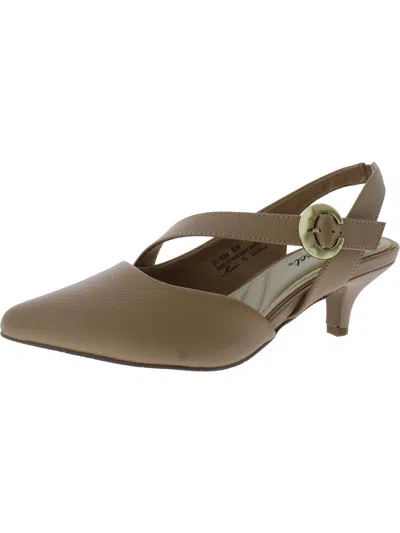 Easy Street Sarita Womens Pointed Toe Ankle Strap Slingback Heels In Brown