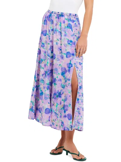 French Connection Womens Midi Floral Print Midi Skirt In Purple