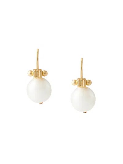 Misook Drop Pearl Pierced Earrings In Silver