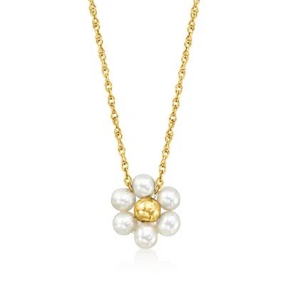 Rs Pure By Ross-simons 3-3.5mm Cultured Pearl Flower Necklace In 14kt Yellow Gold In Silver