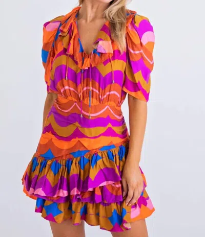 Karlie Harlow 70's Ruffle Dress In Multi Color