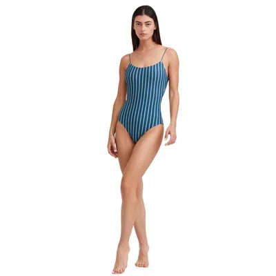 Au Naturel By Gottex Solid Scoop Neck One Piece With U Shape Back In Blue