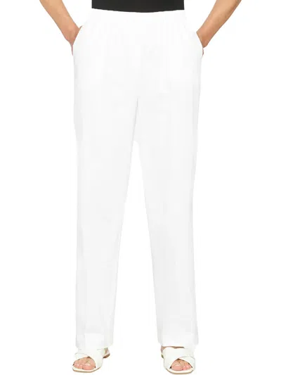 Alfred Dunner Womens High Rise Stretch Straight Leg Pants In White