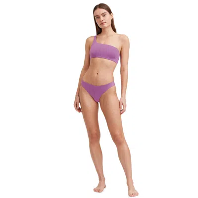 Au Naturel By Gottex Solid Reversible One Shoulder Bikini Swim Top In Purple