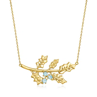 Rs Pure By Ross-simons Swiss Blue Topaz Holly Flower Necklace In 14kt Yellow Gold