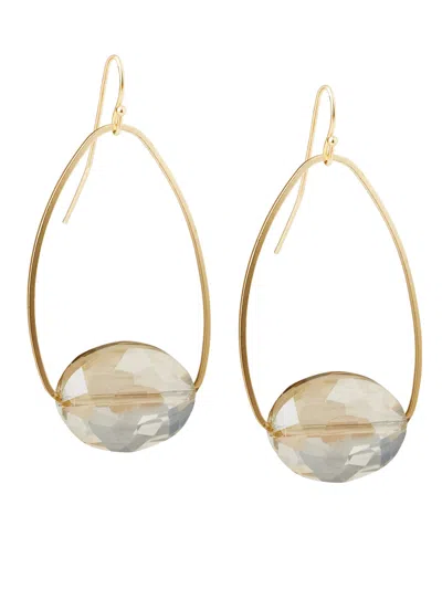 Misook Handmade Matte Gold Champagne Crystal Drop Bead Earrings
