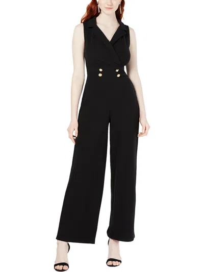 Almost Famous Womens Surplice Button Detail Jumpsuit In Multi