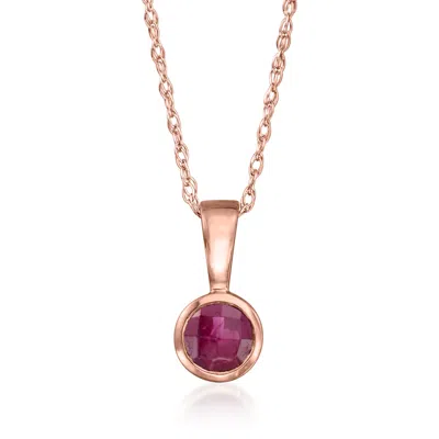 Rs Pure By Ross-simons Ruby Pendant Necklace In 14kt Rose Gold In Red