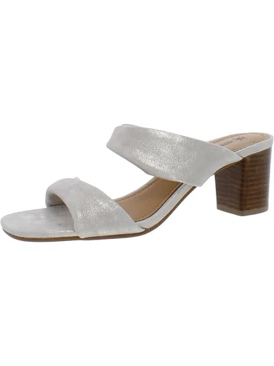 Johnston & Murphy Womens Open Toe Slingback Block Heels In Silver