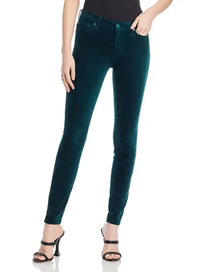 7 For All Mankind Womens Velvet High Rise Skinny Jeans In Green