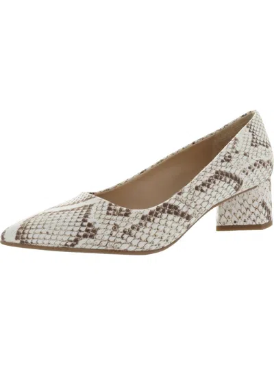 Franco Sarto Global Womens Snake Print Pointed Toe Pumps In White