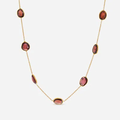 Superoro 18k Yellow Gold, Garnet Princess Necklace In Red
