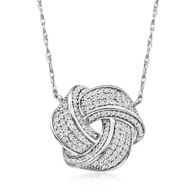 Ross-simons Diamond Love Knot Necklace In Sterling Silver
