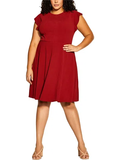 City Chic Womens Wedding Midi Shift Dress In Red