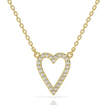 Pompeii3 1/5ct Diamond Heart Pendant 14k Gold 18" Necklace Lab Grown 1/2" In Silver