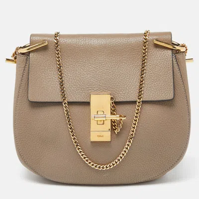 Chloé Leather Medium Drew Shoulder Bag In Beige