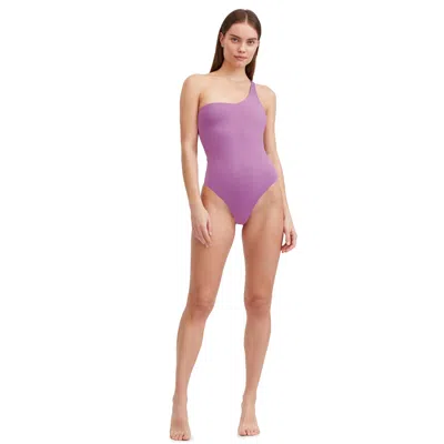Au Naturel By Gottex Solid One-shoulder One Piece Swimsuit In Purple