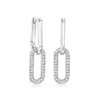 Rs Pure By Ross-simons Diamond Paper Clip Link Removable Drop Earrings In Sterling Silver